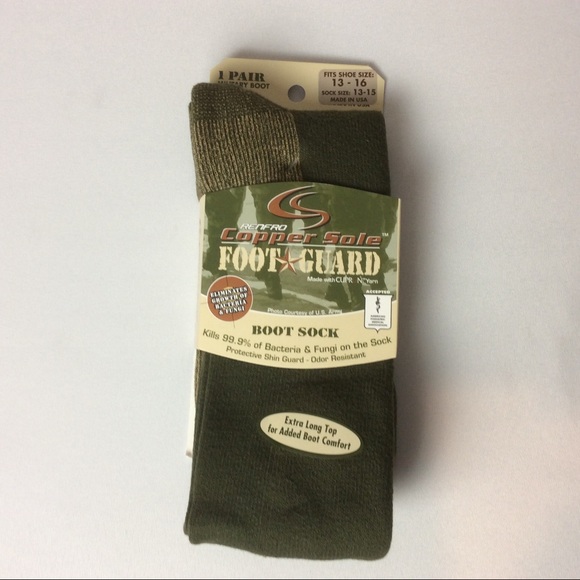Renfro Copper Sole Military Green Boot Socks Big/Tall Men's Size XL 13-15 2 Pair - Picture 4 of 8